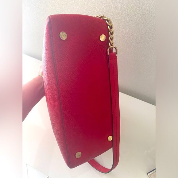 Michael Kors Studio Mercer large Dome Satchel Bag in dark Sangria - Picture 15 of 16